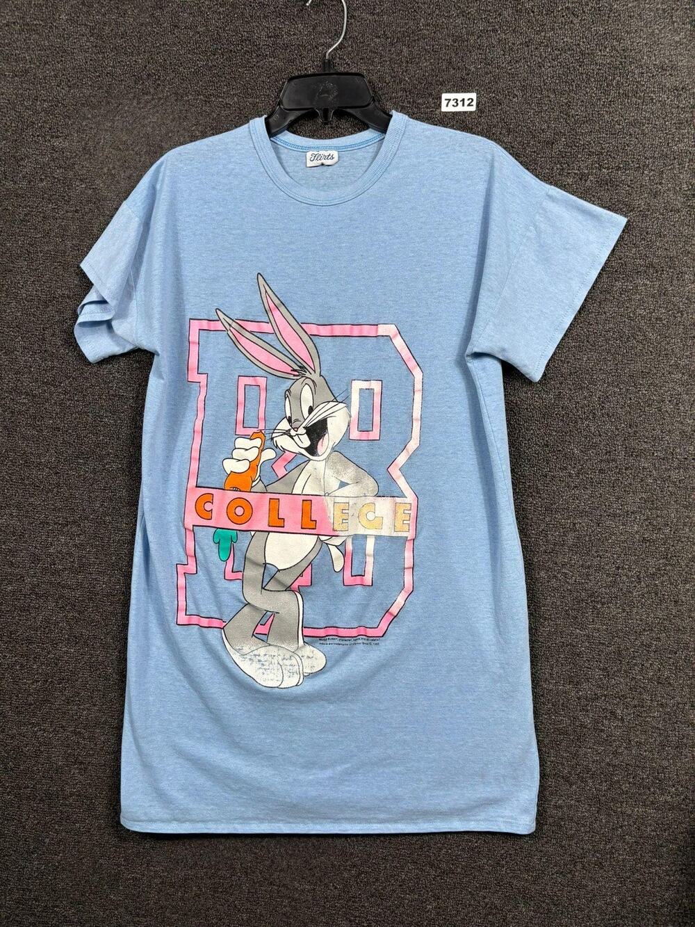 Vintage Bugs Bunny Shirt Womens Large Blue College Graphic Looney Tunes 80s